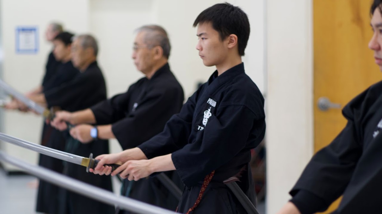 Dojo members practicing